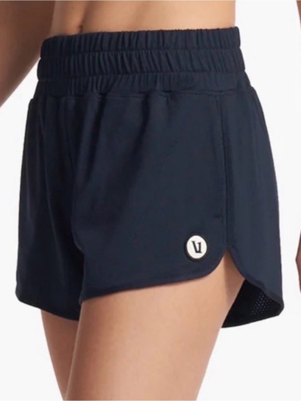 Vuori Navy Women's Athletic Micro mesh Shorts with Elastic Waist